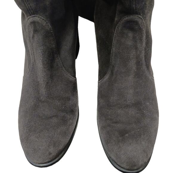 Stuart Weitzman Over The Knee Boots Sz 7M GRAY Leather SUEDE Pullon TIELAND $980 - Picture 5 of 16